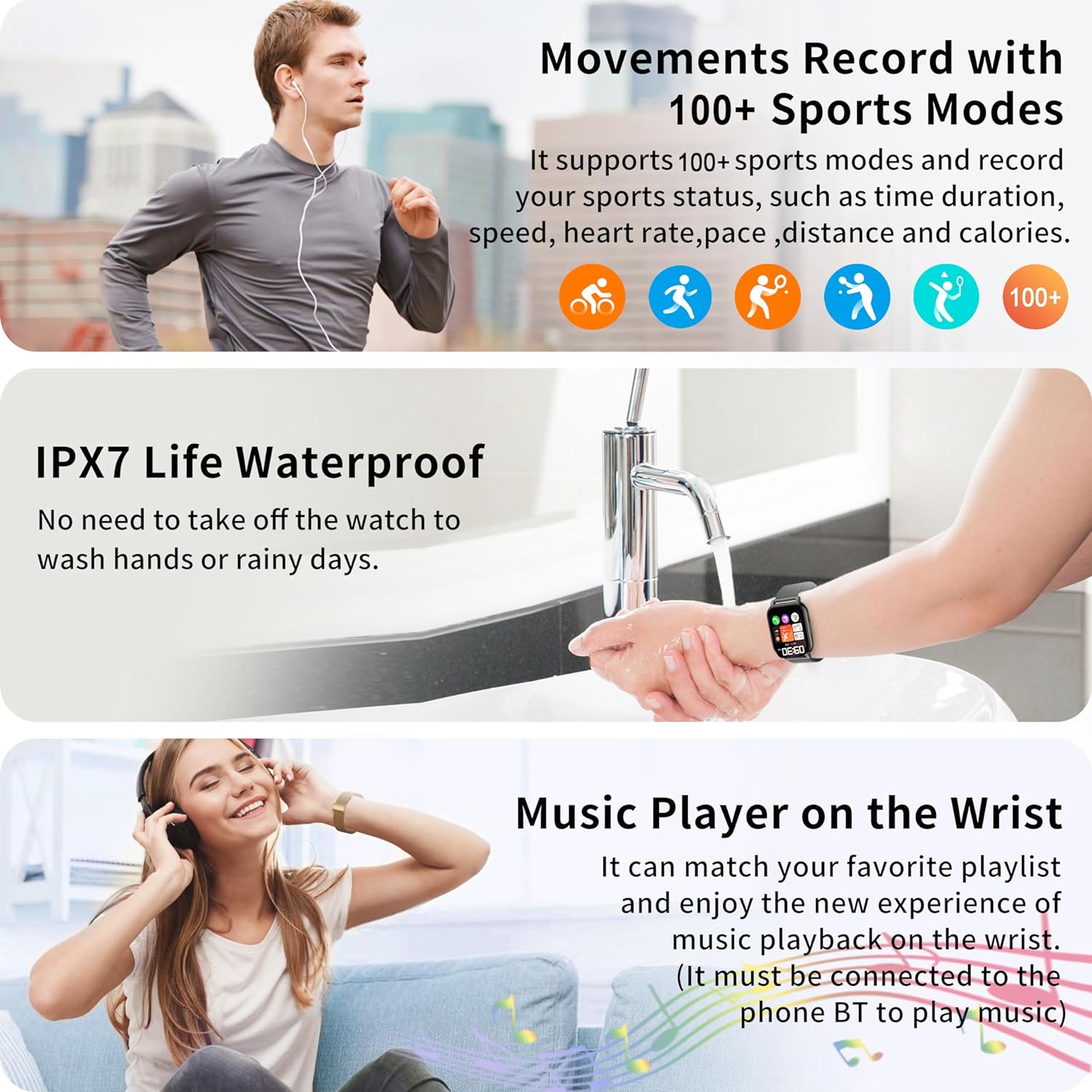 Popglory Smart Watch for Women Men Answer/Make Calls, 1.85" Smartwatch 2 Straps & Split Screen, 100+ Sports Fitness Watch with Blood Pressure/Oxygen/Heart Rate Monitor for iOS and Android - Amazing Gadgets Outlet