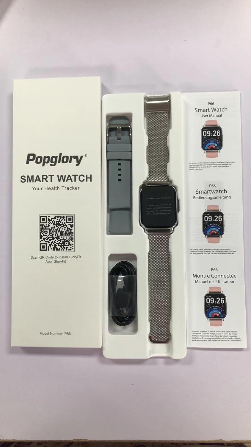 Popglory Smart Watch for Women Men Answer/Make Calls, 1.85" Smartwatch 2 Straps & Split Screen, 100+ Sports Fitness Watch with Blood Pressure/Oxygen/Heart Rate Monitor for iOS and Android - Amazing Gadgets Outlet