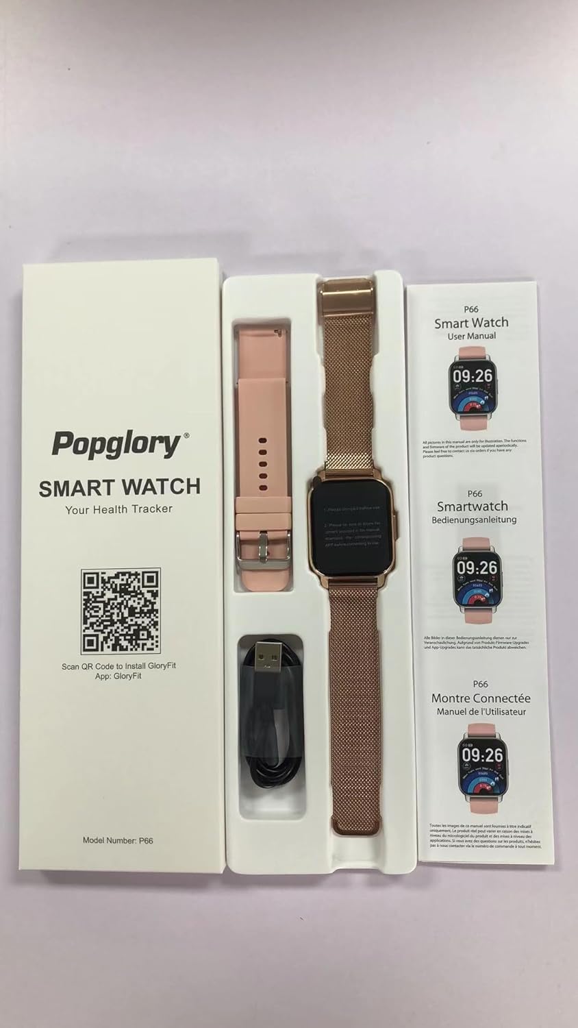 Popglory Smart Watch for Women Men Answer/Make Calls, 1.85" Smartwatch 2 Straps & Split Screen, 100+ Sports Fitness Watch with Blood Pressure/Oxygen/Heart Rate Monitor for iOS and Android - Amazing Gadgets Outlet