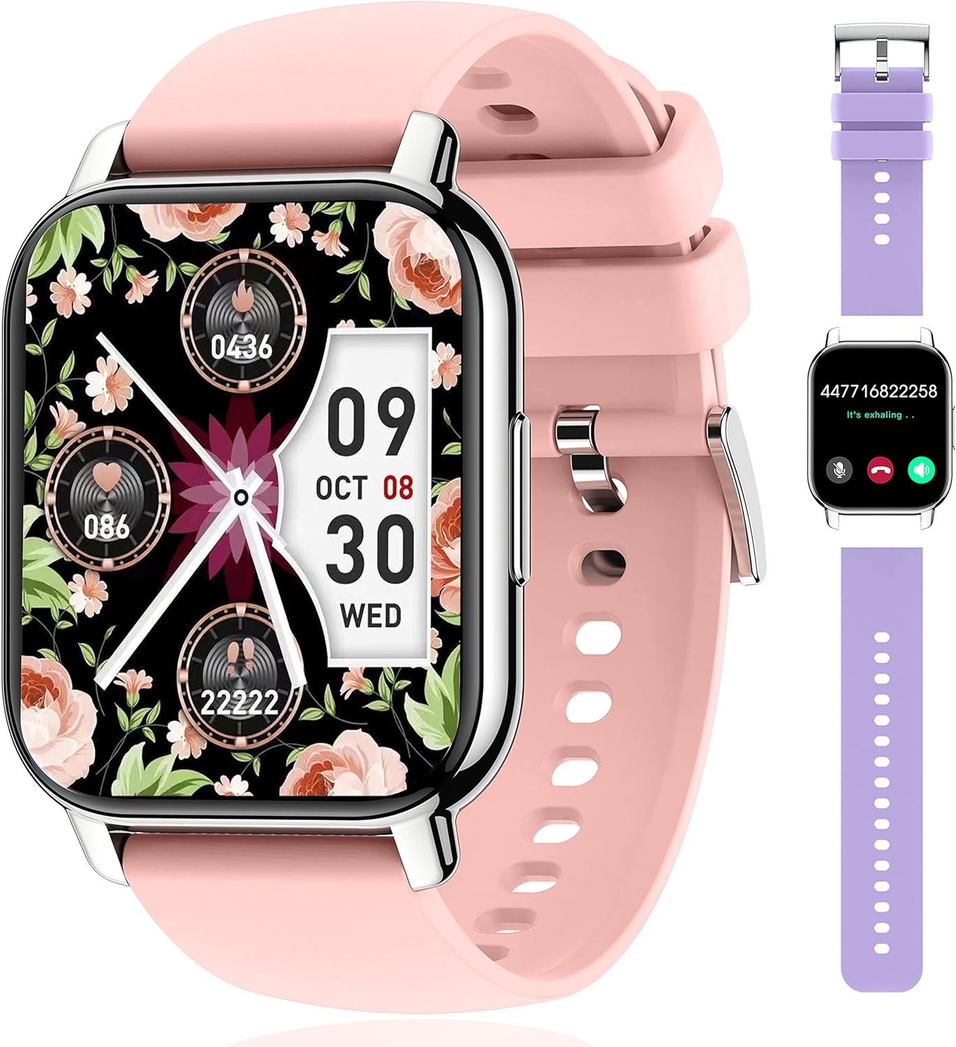 Popglory Smart Watch for Women Men Answer/Make Calls, 1.85" Smartwatch 2 Straps & Split Screen, 100+ Sports Fitness Watch with Blood Pressure/Oxygen/Heart Rate Monitor for iOS and Android - Amazing Gadgets Outlet