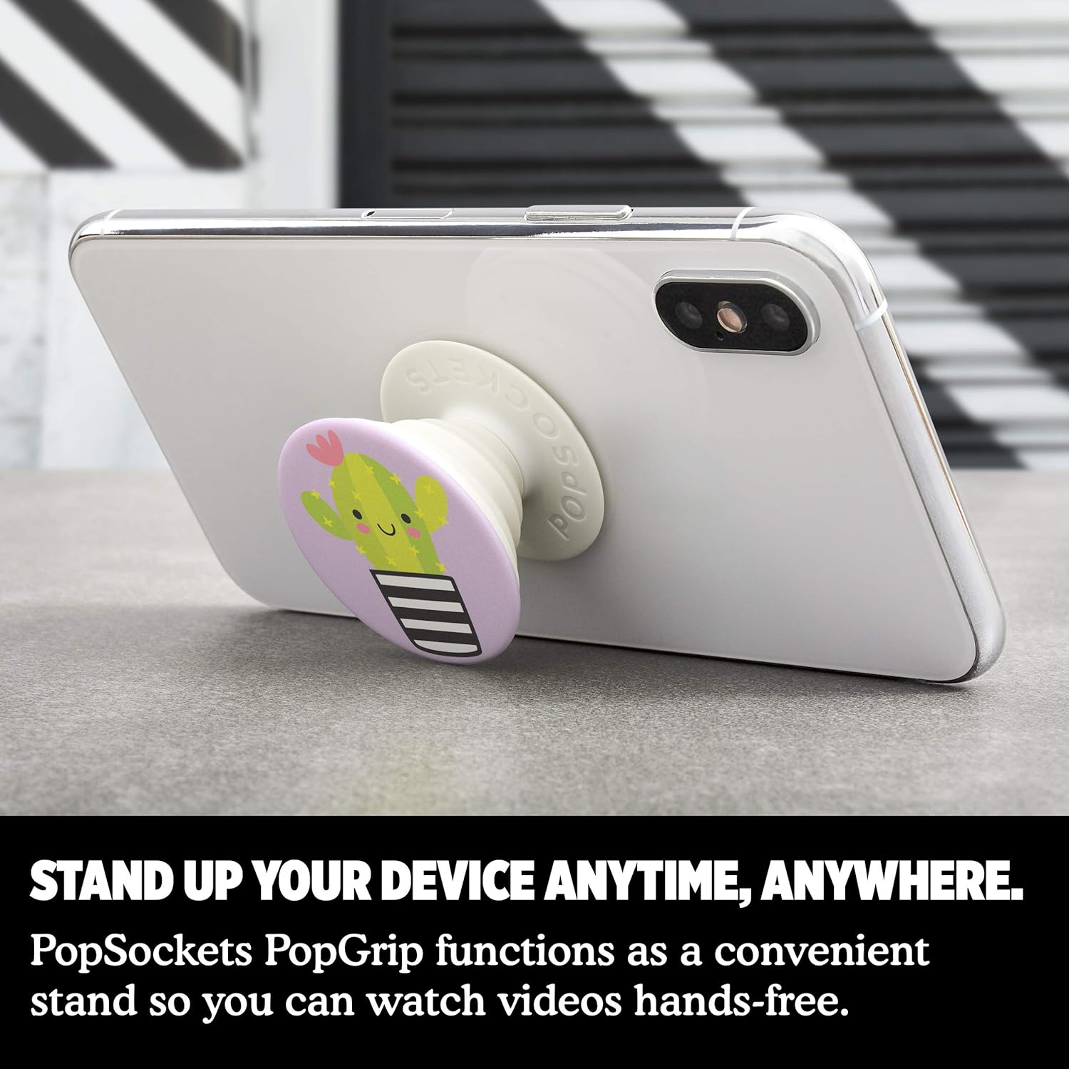 PopSocket PopGrip:Nintendo Switch, Kindle E Reader, Ipad Pop Grip Expanding Stand and Grip with a Swappable Top for Phones and Tablets - Cactus Pal, Water Proof, Multi - Amazing Gadgets Outlet