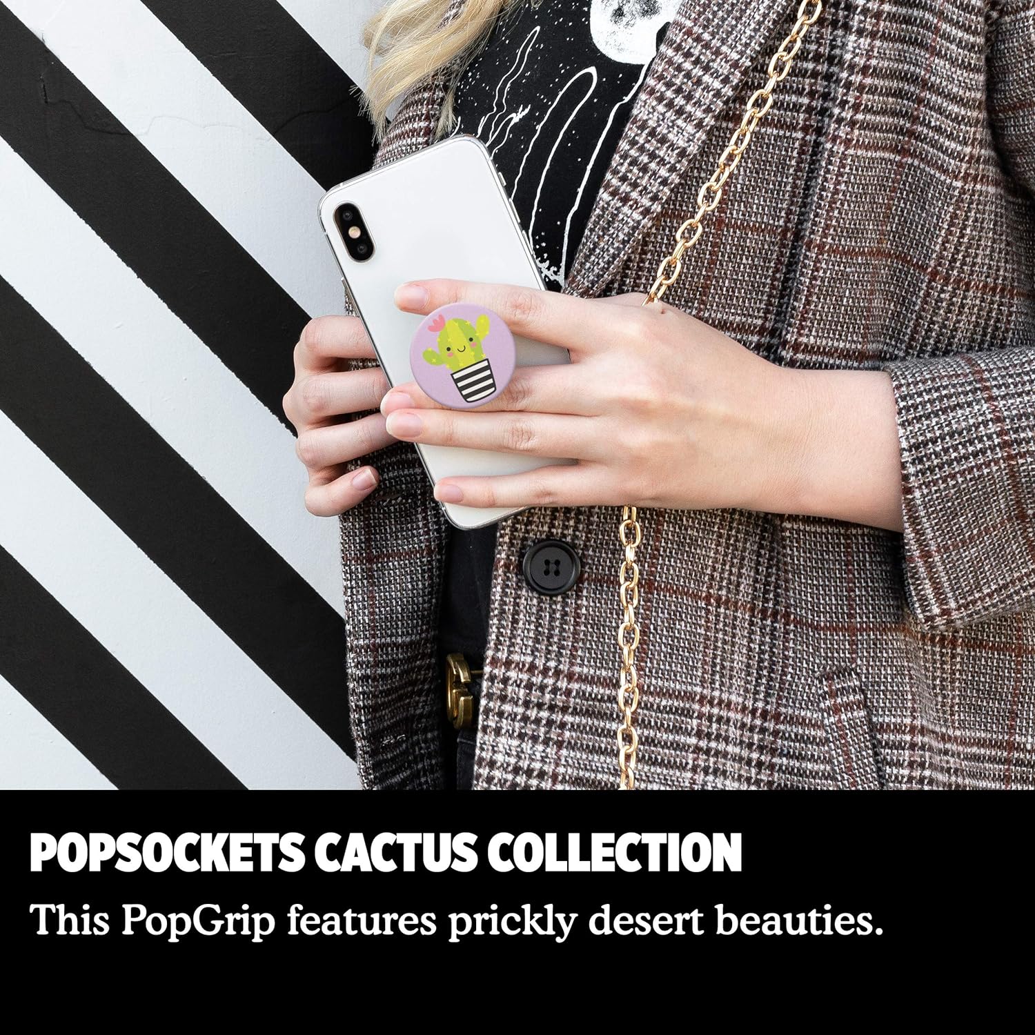 PopSocket PopGrip:Nintendo Switch, Kindle E Reader, Ipad Pop Grip Expanding Stand and Grip with a Swappable Top for Phones and Tablets - Cactus Pal, Water Proof, Multi - Amazing Gadgets Outlet