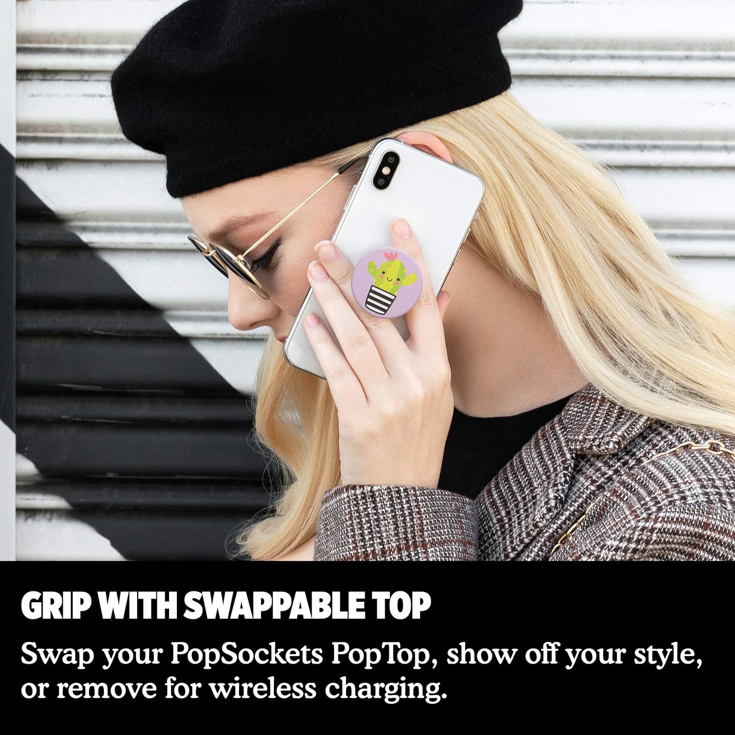 PopSocket PopGrip:Nintendo Switch, Kindle E Reader, Ipad Pop Grip Expanding Stand and Grip with a Swappable Top for Phones and Tablets - Cactus Pal, Water Proof, Multi - Amazing Gadgets Outlet