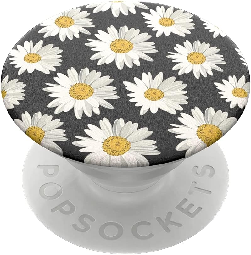 PopSockets Compatible with All Smartphones and Tablets, Nintendo Switch, Kindle E - reader, Ipad PopGrip - Expanding Stand and Grip with Swappable Top - White Daisy, Water proof - Amazing Gadgets Outlet