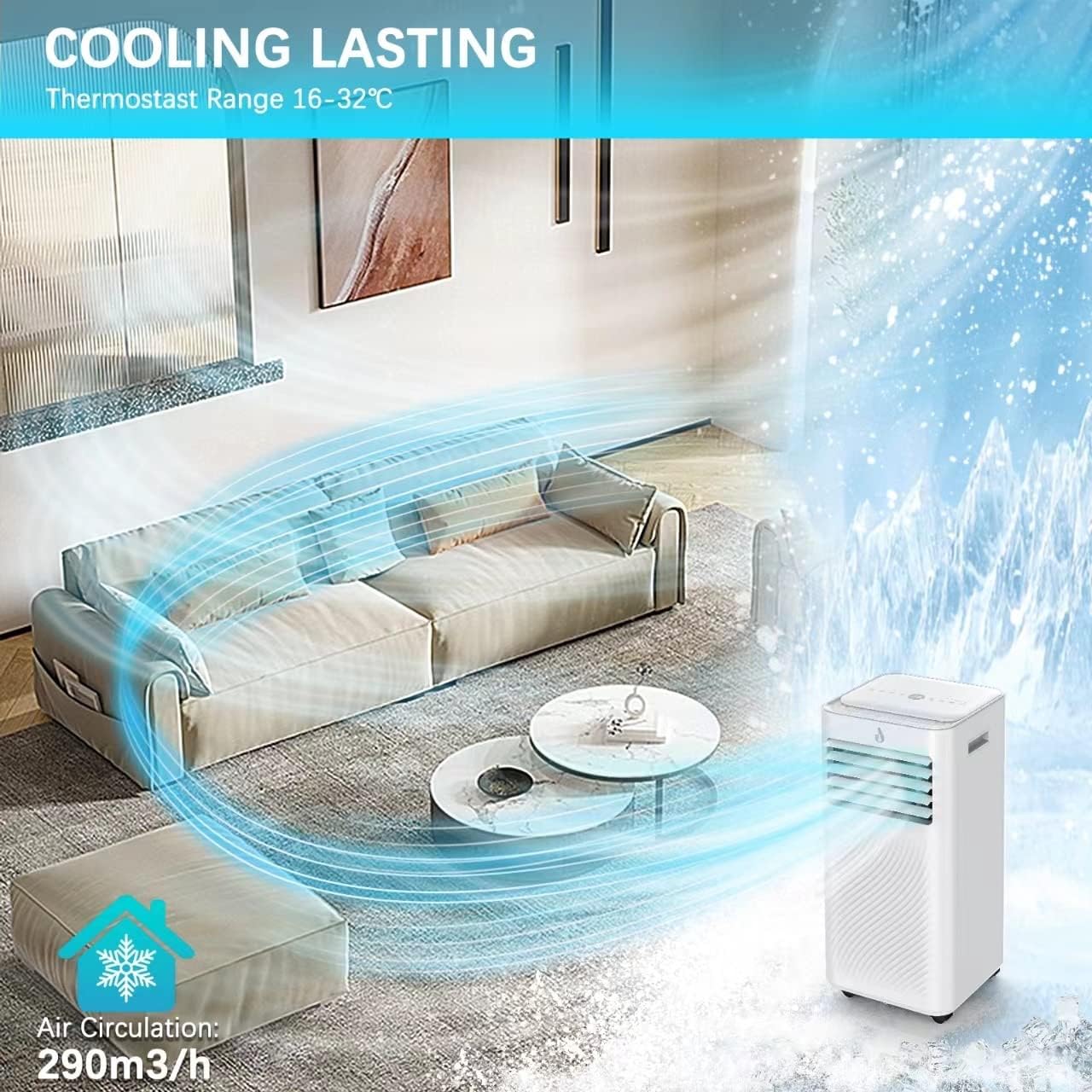 Portable Air Conditioner 7000 BTU Air Conditioning Unit with 4 - in - 1 Function, Air Cooling, Ventilation, Dehumidifying and Sleep Mode with 24H Timer, Window Venting Kit Included - Portable AC Unit - Amazing Gadgets Outlet