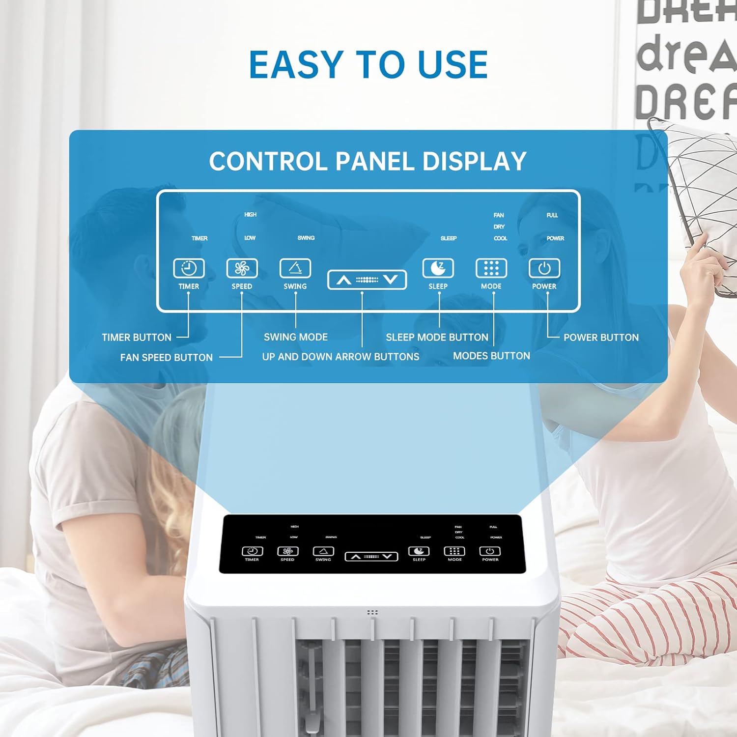 Portable Air Conditioner 9000BTU 3 In1 Air Conditioning Unit, Dehumidifier 42L/Day, Cooler, Fan with 2 Speeds, Digital Display & Remote Control, 24 Hours Timer for Homes Rooms - Amazing Gadgets Outlet