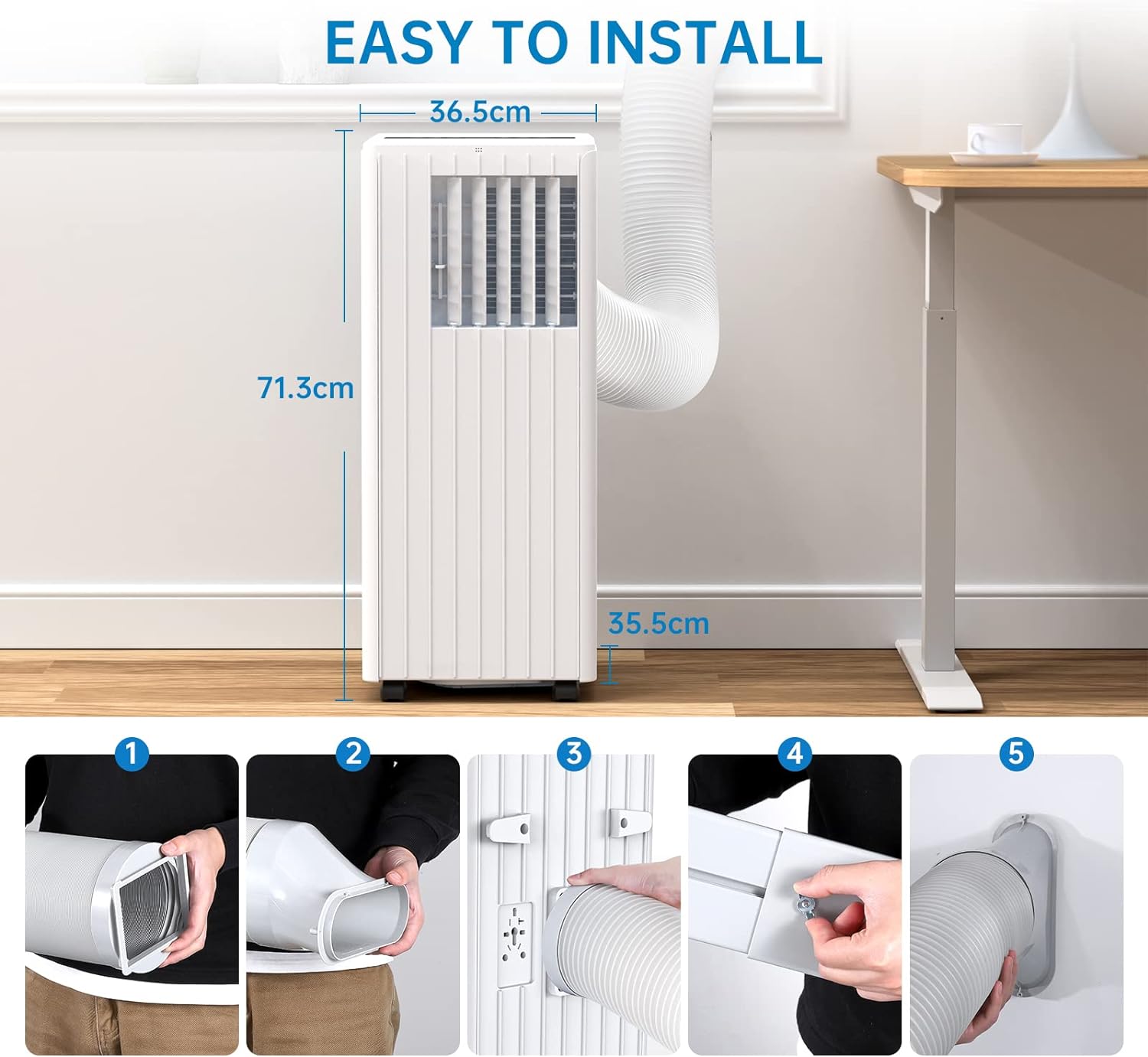 Portable Air Conditioner 9000BTU 3 In1 Air Conditioning Unit, Dehumidifier 42L/Day, Cooler, Fan with 2 Speeds, Digital Display & Remote Control, 24 Hours Timer for Homes Rooms - Amazing Gadgets Outlet