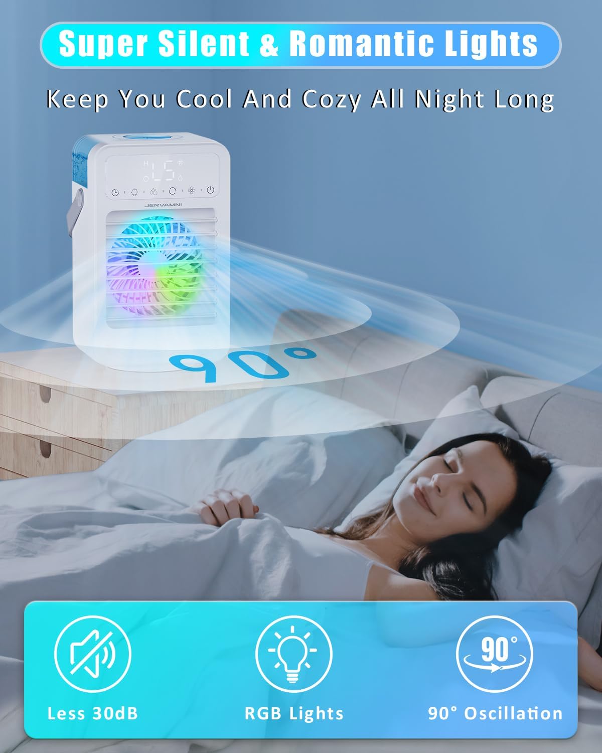 Portable Air Conditioner, Air Cooler with 90° Oscillation, All - in - 1 Mini Air Conditioner, Air Cooling Fan with Timer 1 - 8H, 5 Wind Speeds, 2 Spray Modes, for Home, Office, Bedroom   Import  Single ASIN  Import  Multiple ASIN ×Product customization - Amazing Gadgets Outlet