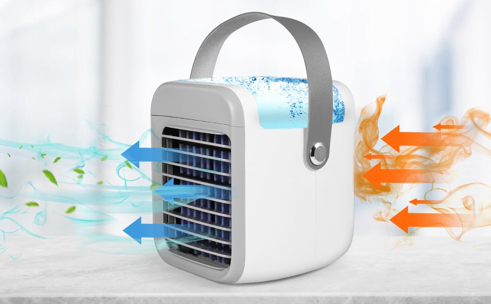 Portable Air Conditioner Personal Ultra Mini Cooler 3 in 1 Conditioners for Home Compact Evaporative Mobile Small Con Humidifier Wind Speed Aircon Unit Fan with Water Tank Office Gray - Amazing Gadgets Outlet