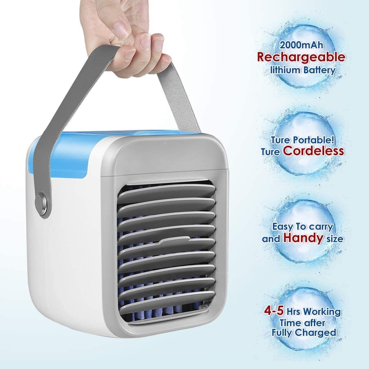 Portable Air Conditioner Personal Ultra Mini Cooler 3 in 1 Conditioners for Home Compact Evaporative Mobile Small Con Humidifier Wind Speed Aircon Unit Fan with Water Tank Office Gray - Amazing Gadgets Outlet