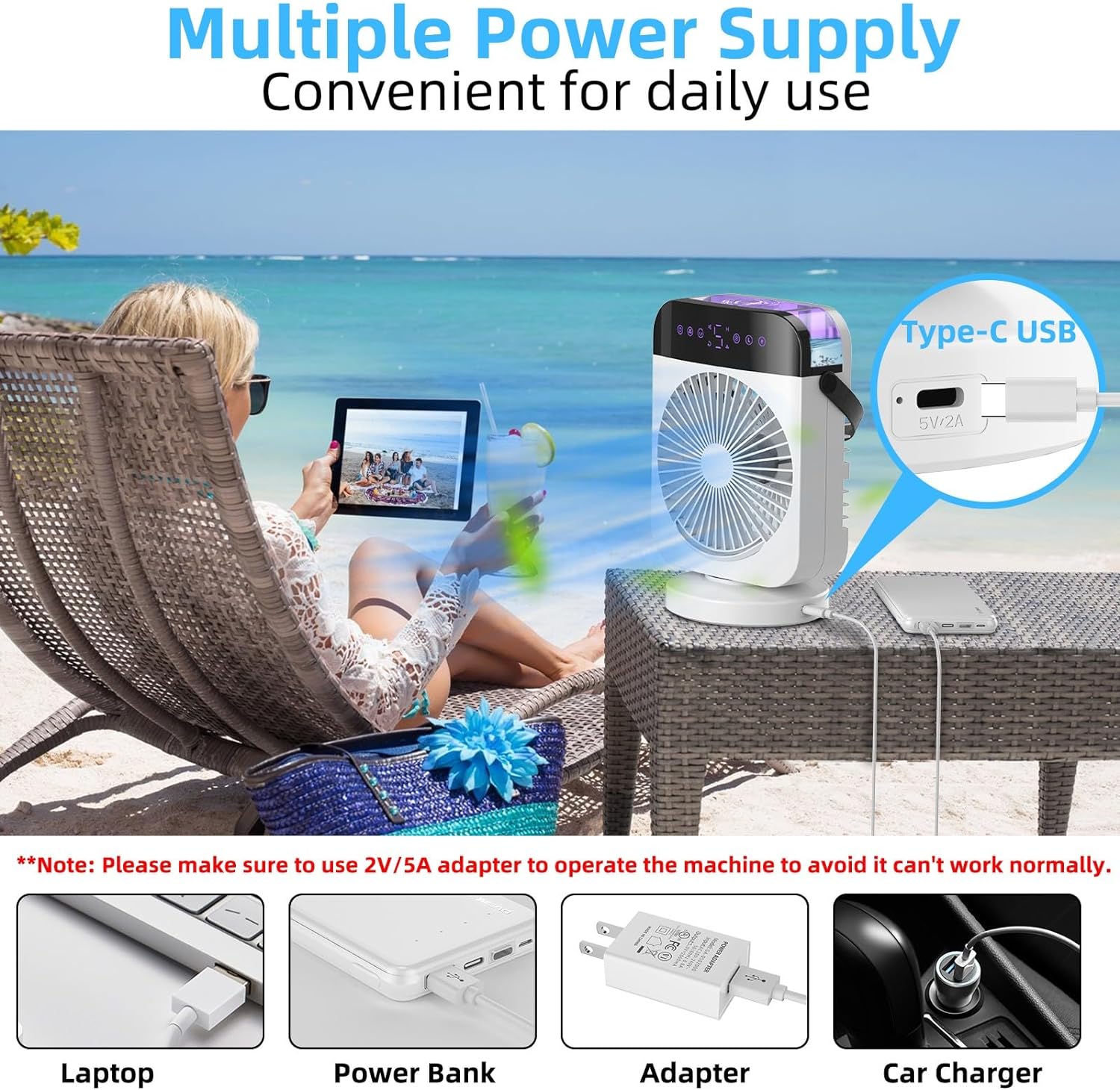 Portable Air Conditioner with Large LED Display, 4 - Wind Speed&2 - Mist Setting Mini Ac Unit, Small Air Coolers for Home with Timer/Light, Personal Oscillating Cooling Fan, Perfect for Room Study Office - Amazing Gadgets Outlet