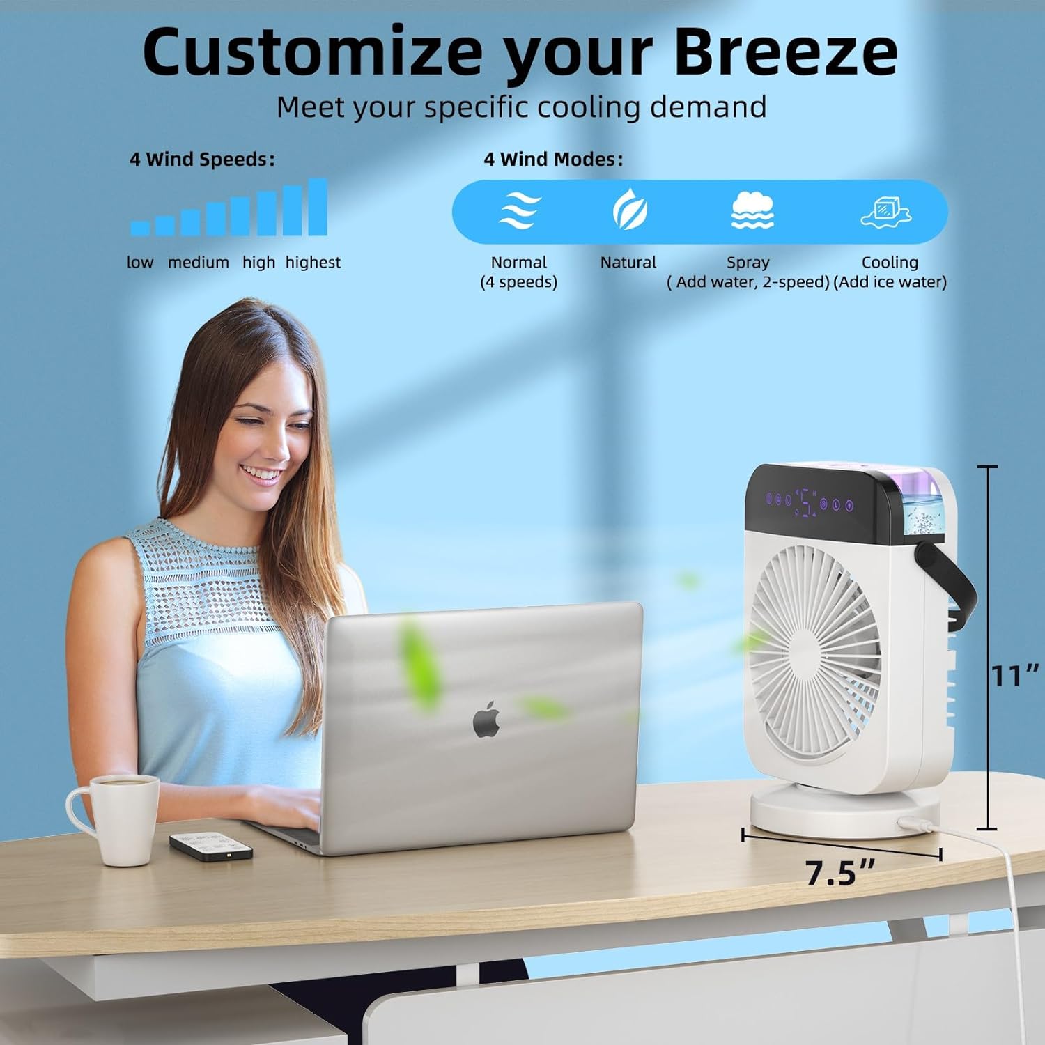 Portable Air Conditioner with Large LED Display, 4 - Wind Speed&2 - Mist Setting Mini Ac Unit, Small Air Coolers for Home with Timer/Light, Personal Oscillating Cooling Fan, Perfect for Room Study Office - Amazing Gadgets Outlet