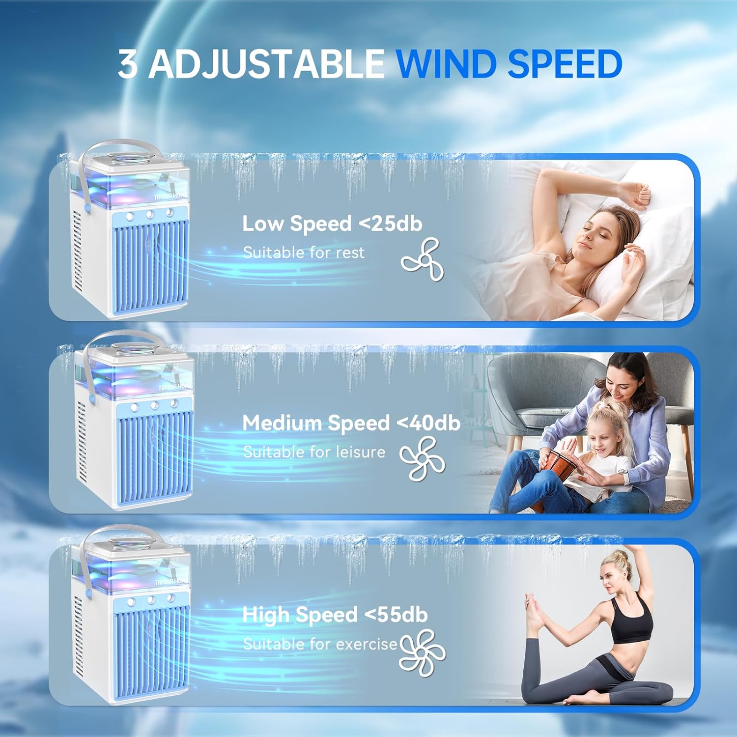 Portable Air Conditioners, 4 in 1 Rechargeable Mini Air Conditioner Evaporative Personal Cooler Humidifier with App Control, 800ML Mini AC Desktop Cooling Fan for Office Tent Bedroom - Amazing Gadgets Outlet