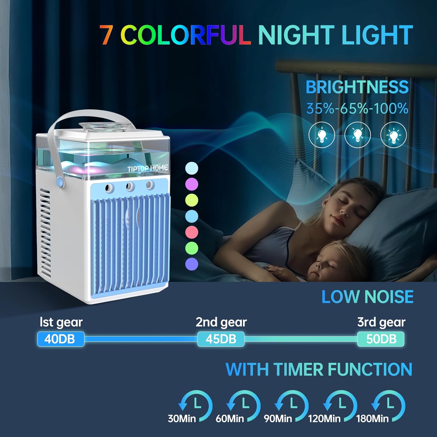 Portable Air Conditioners, 4 in 1 Rechargeable Mini Air Conditioner Evaporative Personal Cooler Humidifier with App Control, 800ML Mini AC Desktop Cooling Fan for Office Tent Bedroom - Amazing Gadgets Outlet