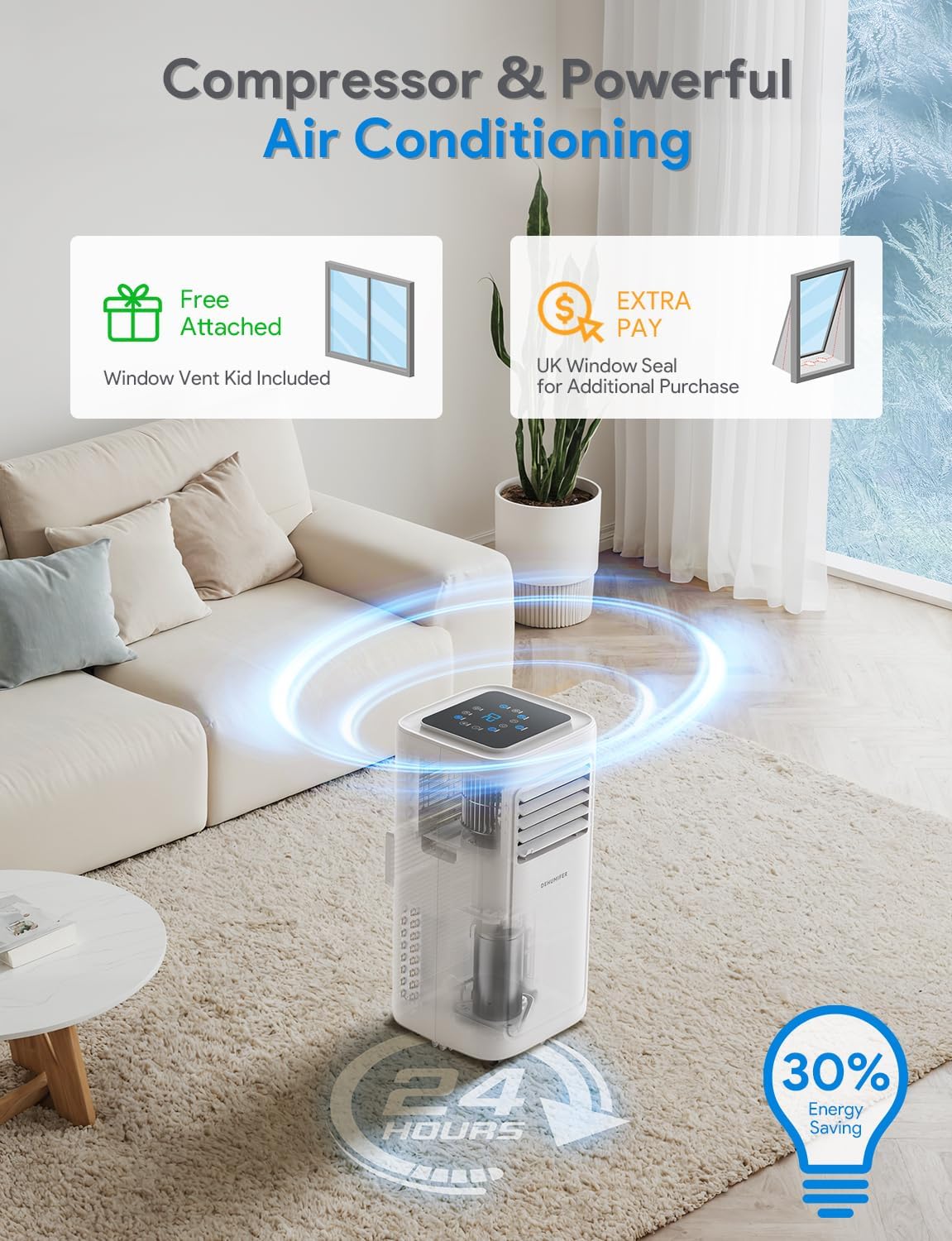 Portable Air Conditioning Unit, 4 - in - 1 Portable Air Conditioner 7000BTU with Sleep Mode, Cooling & Fan with 2 Speed, Dehumidifier, Air Conditioning Unit with 24H, Child Lock, Window Venting Kit - AC   Import  Single ASIN  Import  Multiple ASIN ×Pr - Amazing Gadgets Outlet