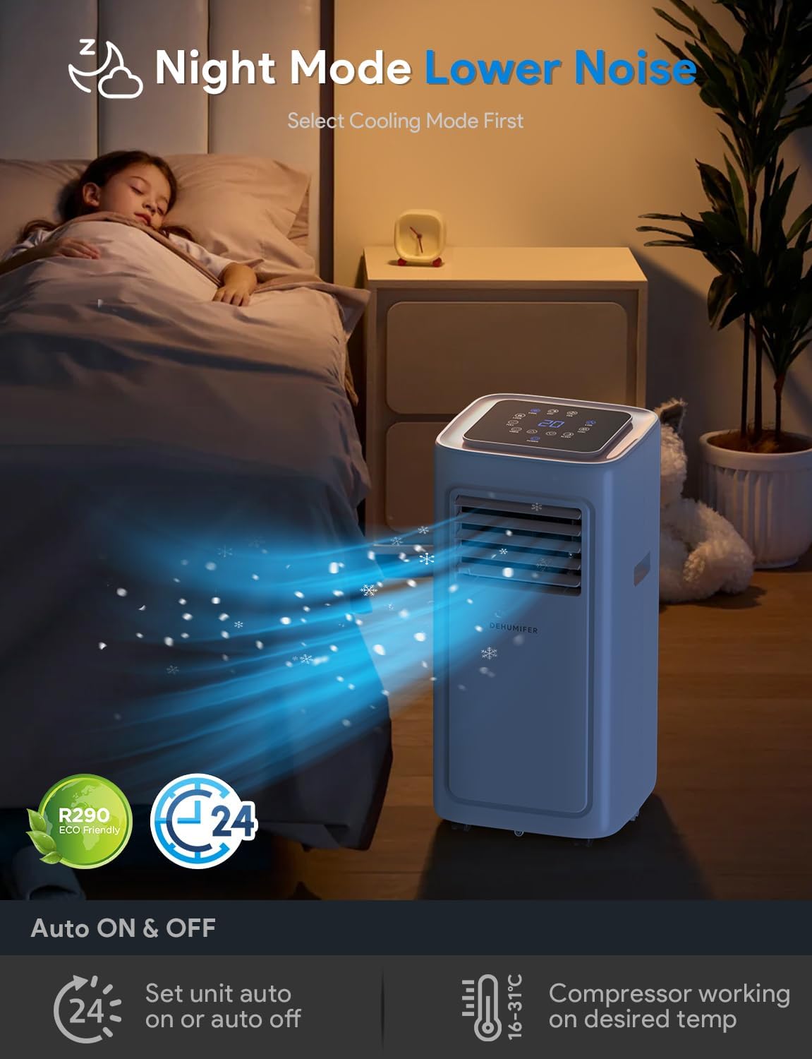 Portable Air Conditioning Unit, 4 - in - 1 Portable Air Conditioner 7000BTU with Sleep Mode, Cooling & Fan with 2 Speed, Dehumidifier, Air Conditioning Unit with 24H, Child Lock, Window Venting Kit - AC   Import  Single ASIN  Import  Multiple ASIN ×Pr - Amazing Gadgets Outlet