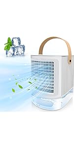 Portable Air Cooler, Mini Personal Air Conditioner, 2 in 1 Small Evaporative Coolers with Handle/Humidifier/ 3 Speeds Desktop Ice Cube Cooling Fan for Travel, Office and Bedroom - Amazing Gadgets Outlet