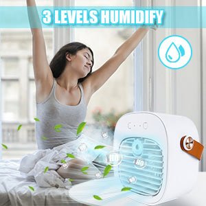 Portable Air Cooler, Mini Personal Air Conditioner, 2 in 1 Small Evaporative Coolers with Handle/Humidifier/ 3 Speeds Desktop Ice Cube Cooling Fan for Travel, Office and Bedroom - Amazing Gadgets Outlet