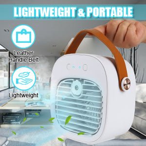 Portable Air Cooler, Mini Personal Air Conditioner, 2 in 1 Small Evaporative Coolers with Handle/Humidifier/ 3 Speeds Desktop Ice Cube Cooling Fan for Travel, Office and Bedroom - Amazing Gadgets Outlet