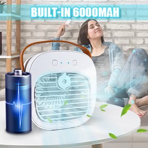 Portable Air Cooler, Mini Personal Air Conditioner, 2 in 1 Small Evaporative Coolers with Handle/Humidifier/ 3 Speeds Desktop Ice Cube Cooling Fan for Travel, Office and Bedroom - Amazing Gadgets Outlet