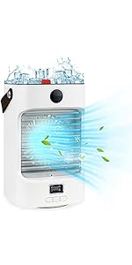 Portable Air Cooler, Mini Personal Air Conditioner, 2 in 1 Small Evaporative Coolers with Handle/Humidifier/ 3 Speeds Desktop Ice Cube Cooling Fan for Travel, Office and Bedroom - Amazing Gadgets Outlet