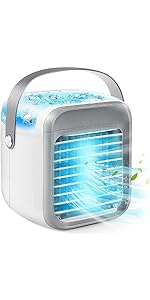 Portable Air Cooler, Mini Personal Air Conditioner, 2 in 1 Small Evaporative Coolers with Handle/Humidifier/ 3 Speeds Desktop Ice Cube Cooling Fan for Travel, Office and Bedroom - Amazing Gadgets Outlet