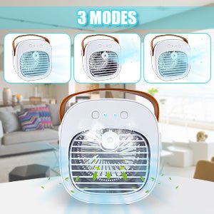 Portable Air Cooler, Mini Personal Air Conditioner, 2 in 1 Small Evaporative Coolers with Handle/Humidifier/ 3 Speeds Desktop Ice Cube Cooling Fan for Travel, Office and Bedroom - Amazing Gadgets Outlet