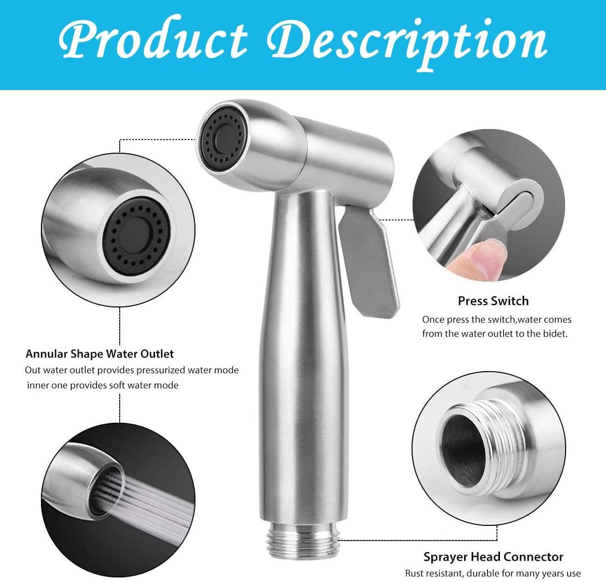 Portable Bidet Sprayer Kit - with Tap Diverter and Faucet Adapter for Kitchen Sink Faucet or Bathroom, Include 59" Hose and Hook up for Feminine Hygiene, Pet Shower   Import  Single ASIN  Import  Multiple ASIN ×Product customization Genera - Amazing Gadgets Outlet