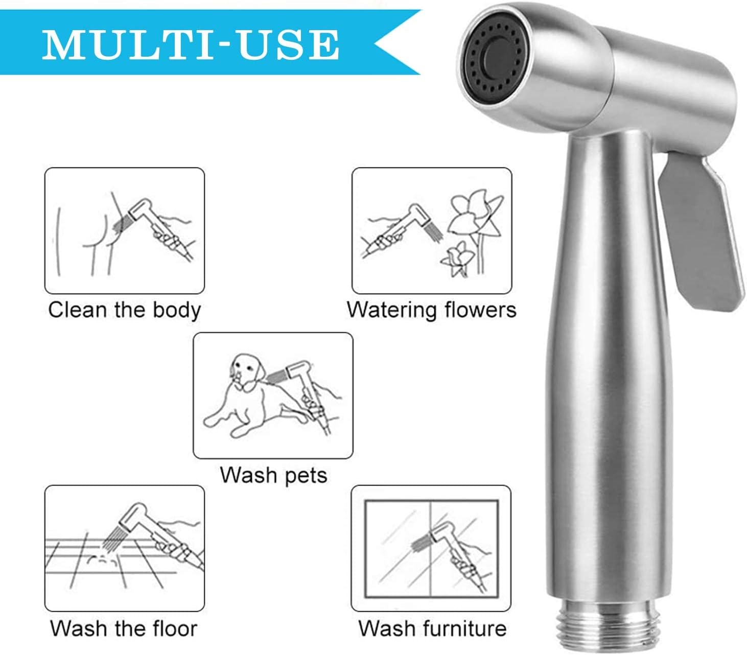 Portable Bidet Sprayer Kit - with Tap Diverter and Faucet Adapter for Kitchen Sink Faucet or Bathroom, Include 59" Hose and Hook up for Feminine Hygiene, Pet Shower   Import  Single ASIN  Import  Multiple ASIN ×Product customization Genera - Amazing Gadgets Outlet