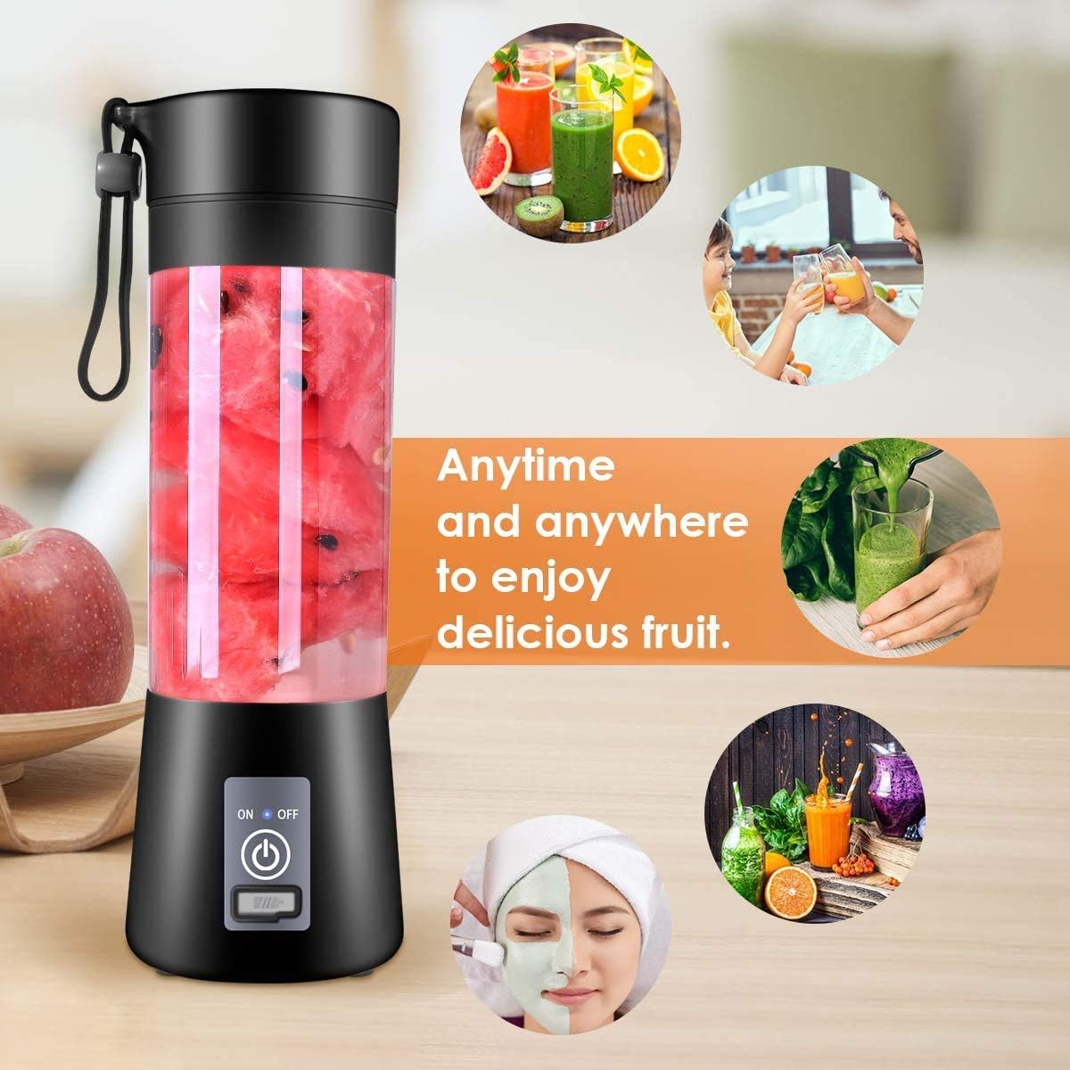 Portable Blender, Personal Blender for Shakes and Smoothies, Blender shake Smoothie for Kitchen Personal Size Blenders with Rechargeable USB, 380Ml Traveling Fruit Veggie Juicer Cup With 6 Blades - Amazing Gadgets Outlet