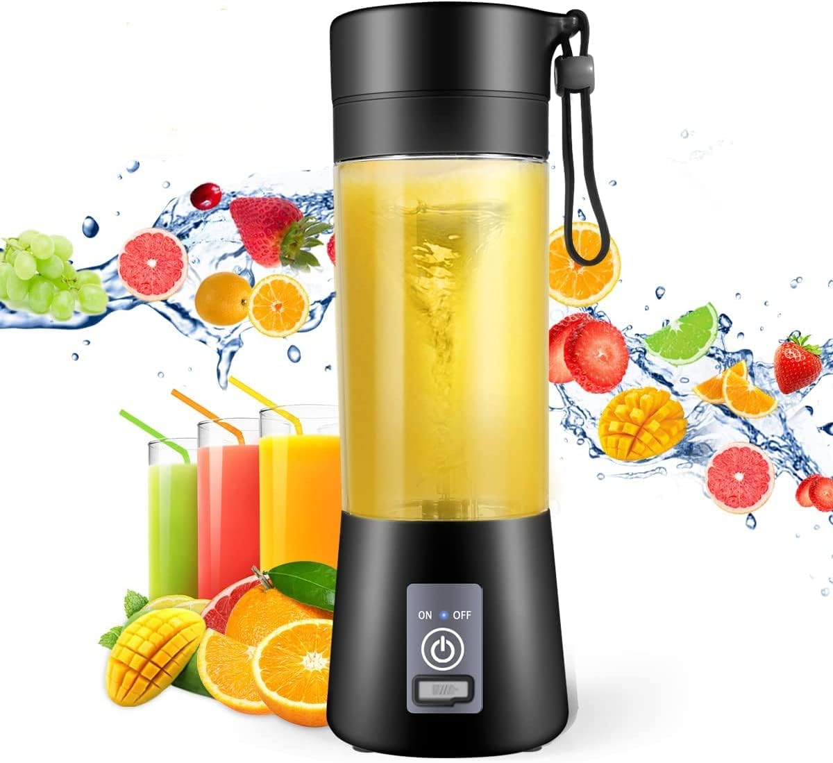 Portable Blender, Personal Blender USB Rechargeable, Mini Blender for Shakes and Smoothies, Strong Cutting Power with 6 Blades, 380Ml Traveling Fruit Veggie Juicer Cup for Home,Sport,Office,Camping - Amazing Gadgets Outlet