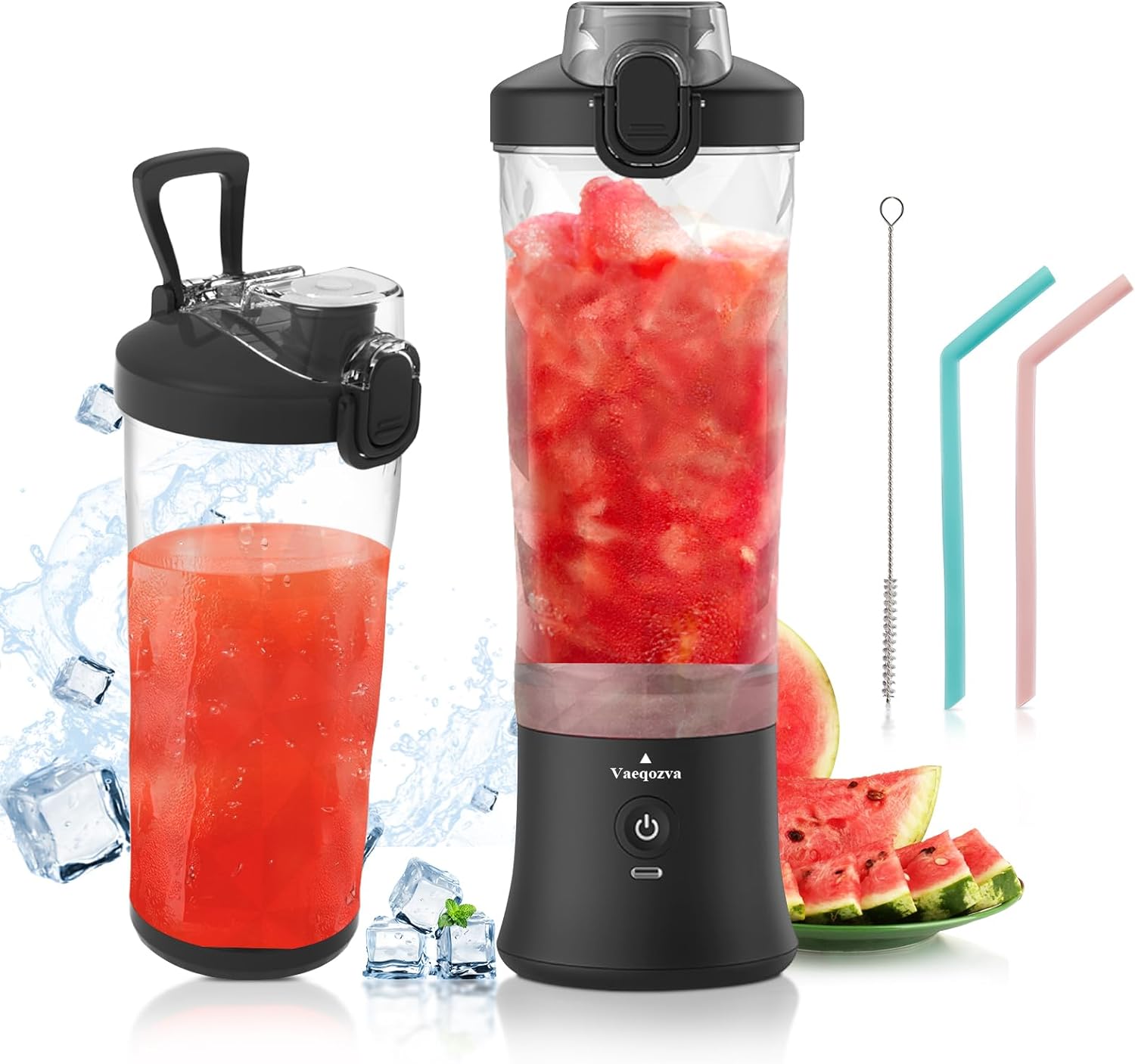 Portable Blender Smoothie Maker for Shakes and Smoothies,Vaeqozva 600ml Personal Blender,270W Mini Blender USB Rechargeable with 6 Blades,Smoothie Blender on the Go Cup for Travel Sports Office,Black - Amazing Gadgets Outlet