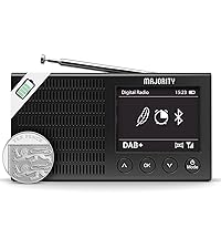 Portable Bluetooth DAB, DAB+ Radio | Rechargeable Battery or USB - C Cable Powered | 12 Hour Playback, LED Display, Headphone Jack | Dual Alarm, FM, 40+ Presets | MAJORITY Orwell - Amazing Gadgets Outlet