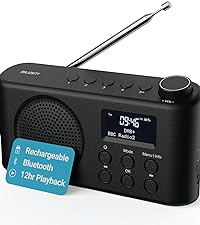 Portable Bluetooth DAB, DAB+ Radio | Rechargeable Battery or USB - C Cable Powered | 12 Hour Playback, LED Display, Headphone Jack | Dual Alarm, FM, 40+ Presets | MAJORITY Orwell - Amazing Gadgets Outlet