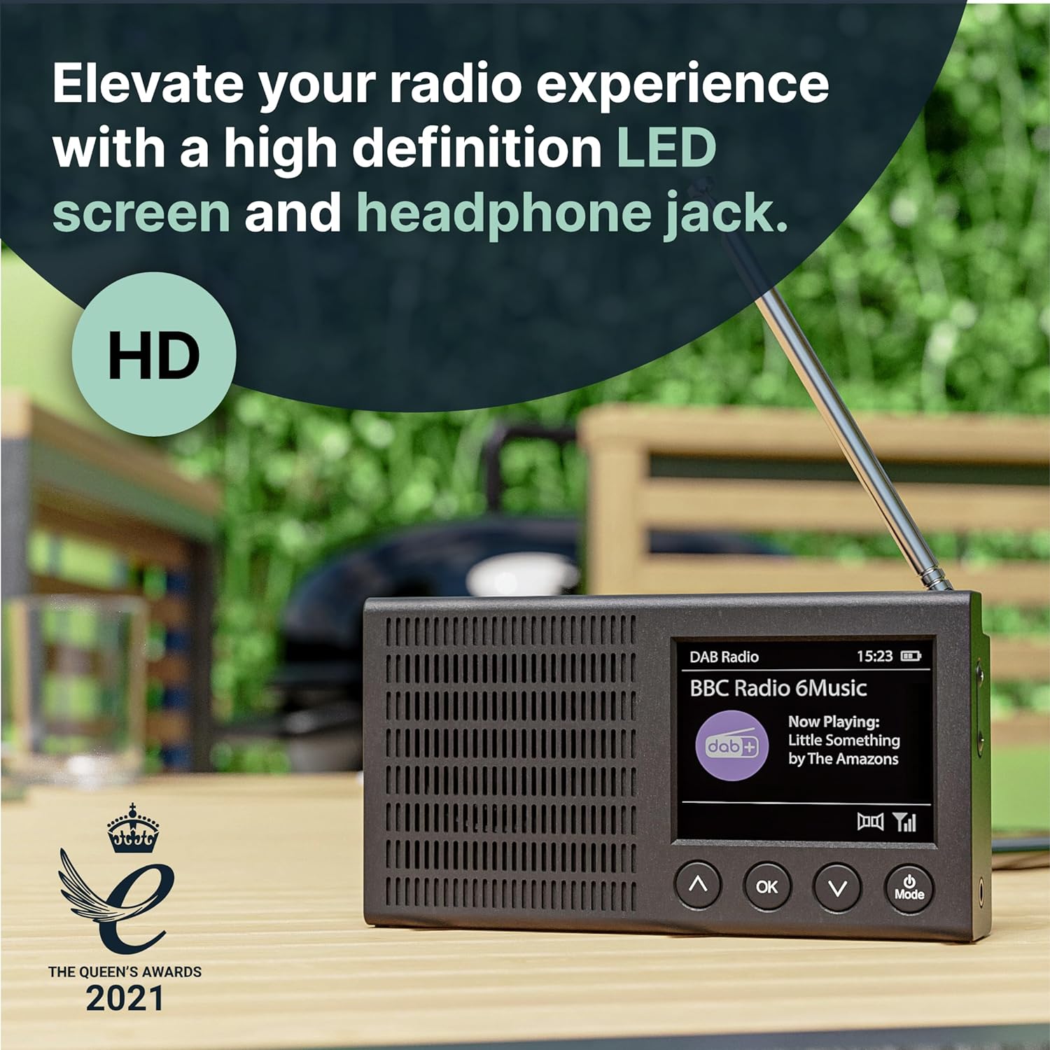 Portable Bluetooth DAB/DAB+ Radio | Rechargeable Battery Pocket Radio with 11 Hours Playback | FM Radio, Dual Alarm, 20 Presets, and Full Colour LED Display | USB, Headphone Jack | MAJORITY Eddington - Amazing Gadgets Outlet