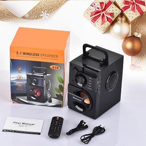 Portable Bluetooth Speakers with Subwoofer Wireless Stereo Sound Rich Bass, Outdoor Party Speaker Support Remote Control FM Radio LED Lights for Home, Travel, Camping - Amazing Gadgets Outlet