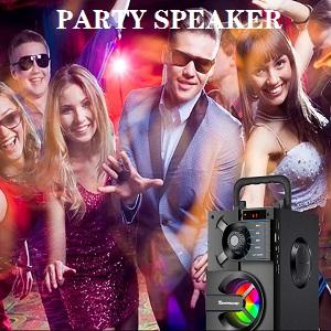 Portable Bluetooth Speakers with Subwoofer Wireless Stereo Sound Rich Bass, Outdoor Party Speaker Support Remote Control FM Radio LED Lights for Home, Travel, Camping - Amazing Gadgets Outlet