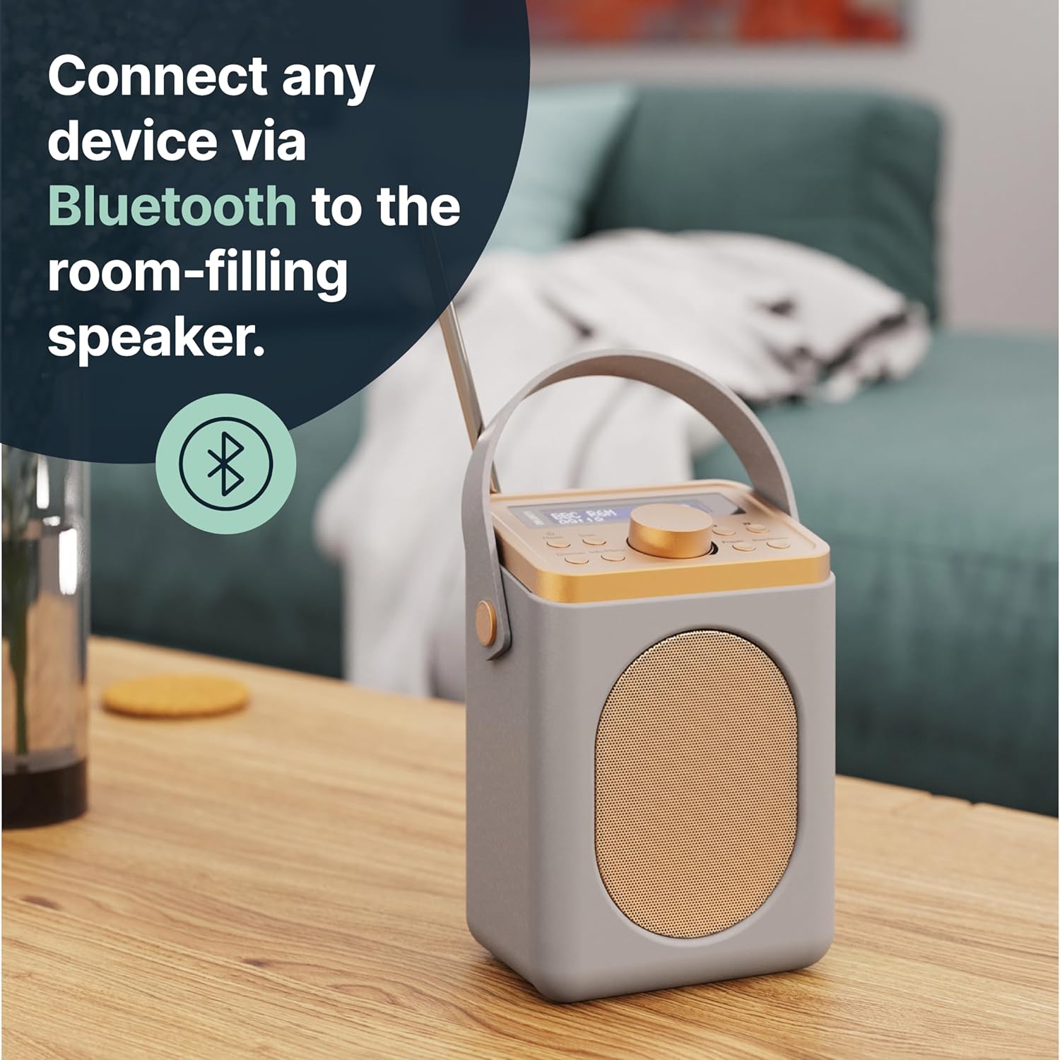 Portable DAB+ Radio with Bluetooth | 15 Hour Battery Playback and Mains Powered | Dual Alarm & Snooze Function| 20+ Presets, LED Display, FM, Headphone Jack | MAJORITY Little Shelford (Grey) - Amazing Gadgets Outlet