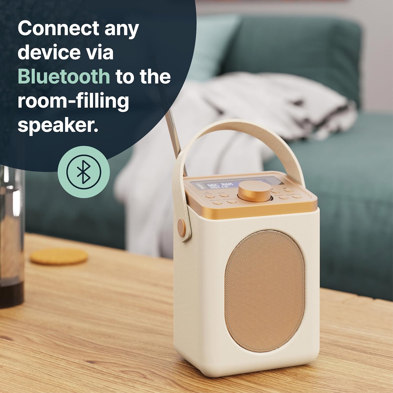 Portable DAB+ Radio with Bluetooth | 15 Hour Battery Playback and Mains Powered | Dual Alarm & Snooze Function| 20+ Presets, LED Display, FM, Headphone Jack | MAJORITY Little Shelford (Cream) - Amazing Gadgets Outlet