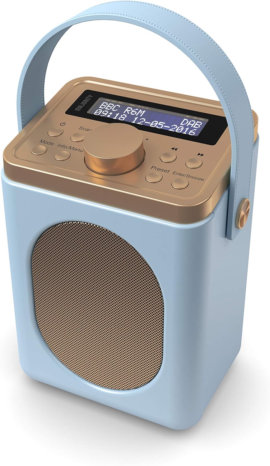 Portable DAB+ Radio with Bluetooth | 15 Hour Battery Playback and Mains Powered | Dual Alarm & Snooze Function| 20+ Presets, LED Display, FM, Headphone Jack | MAJORITY Little Shelford (Cream) - Amazing Gadgets Outlet