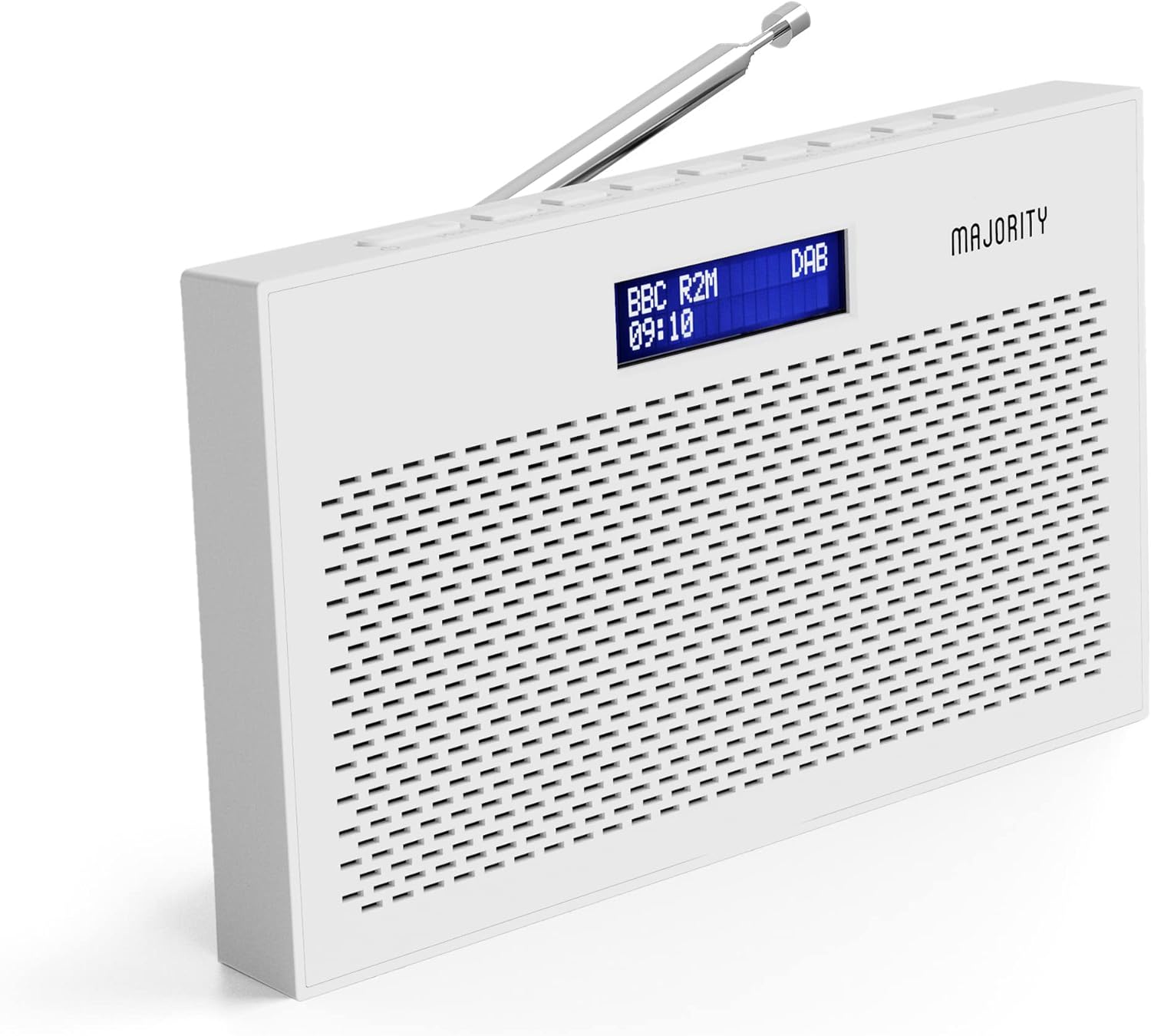 Portable DAB/DAB+ Digital Radio | 15 Hour Battery and Mains Powered | Kitchen FM Radio, 20 Presets | LED Display, 3.5mm Headphone Jack | Dual Alarm with Sleep Timer Function | MAJORITY Histon (White) - Amazing Gadgets Outlet