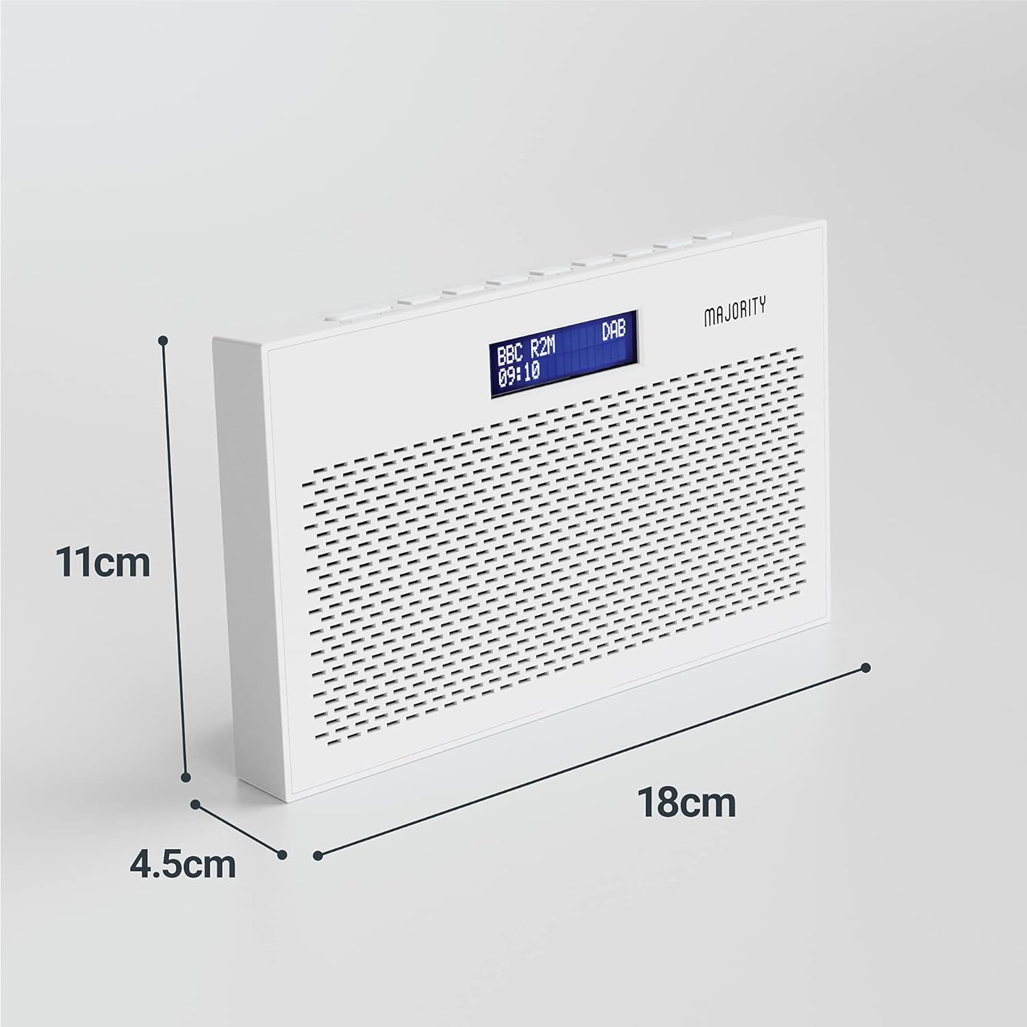 Portable DAB/DAB+ Digital Radio | 15 Hour Battery and Mains Powered | Kitchen FM Radio, 20 Presets | LED Display, 3.5mm Headphone Jack | Dual Alarm with Sleep Timer Function | MAJORITY Histon (White) - Amazing Gadgets Outlet