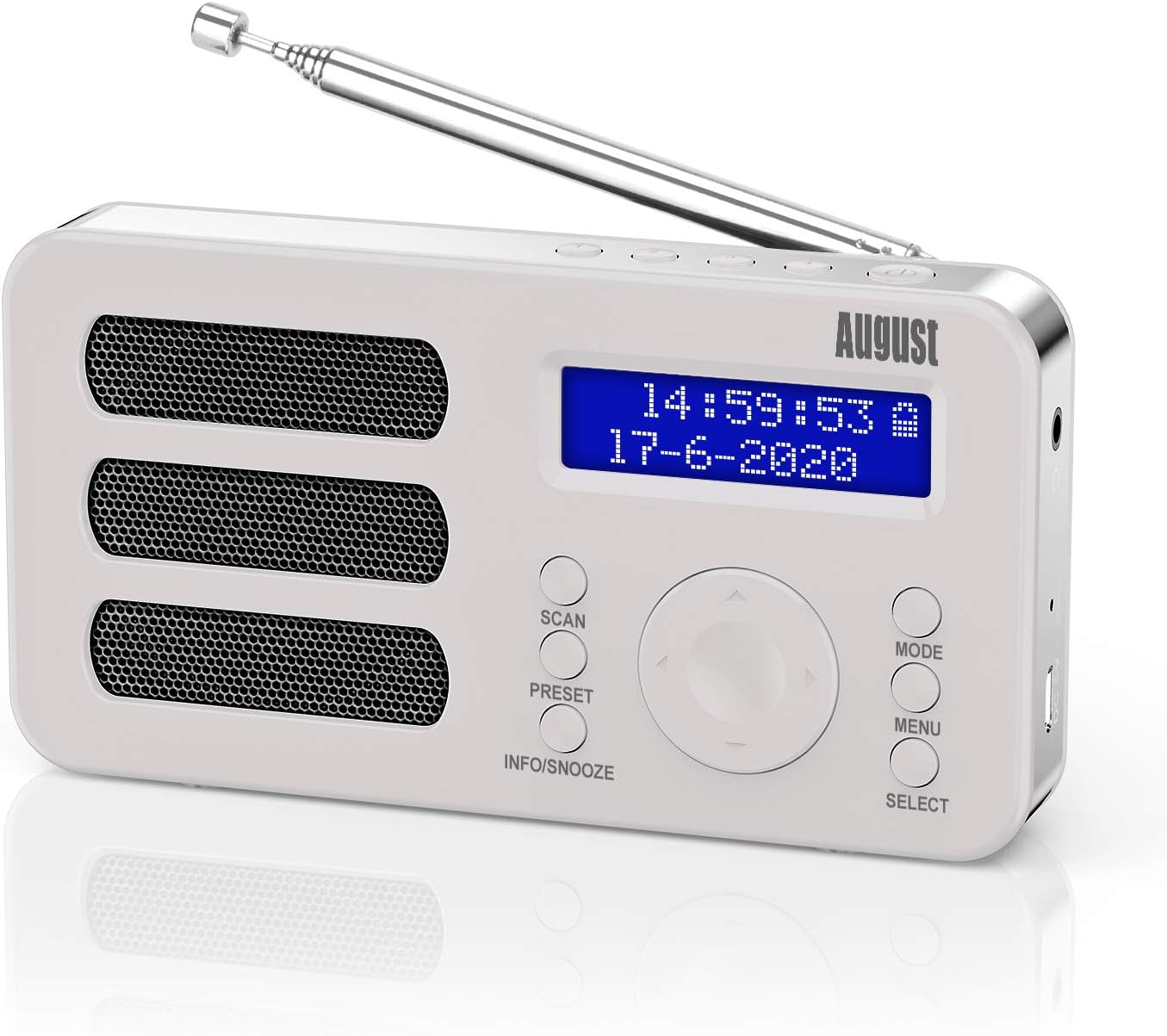 Portable Digital DAB Radio - August MB225 - DAB+/FM - RDS Function, 40 Presets, Stereo/Mono Portable Radio, Dual Alarm, Rechargeable Battery, Headphone Jack - Amazing Gadgets Outlet