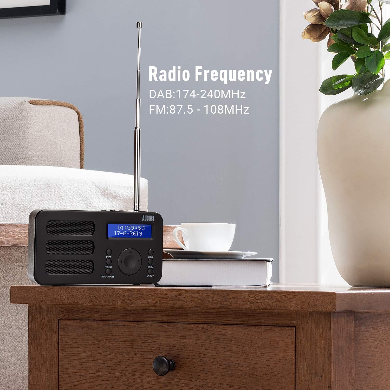 Portable Digital DAB Radio - August MB225 - DAB+/FM - RDS Function, 40 Presets, Stereo/Mono Portable Radio, Dual Alarm, Rechargeable Battery, Headphone Jack - Amazing Gadgets Outlet