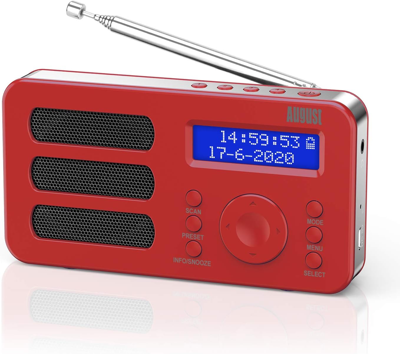 Portable Digital DAB Radio - August MB225 - DAB+/FM - RDS Function, 40 Presets, Stereo/Mono Portable Radio, Dual Alarm, Rechargeable Battery, Headphone Jack - Amazing Gadgets Outlet