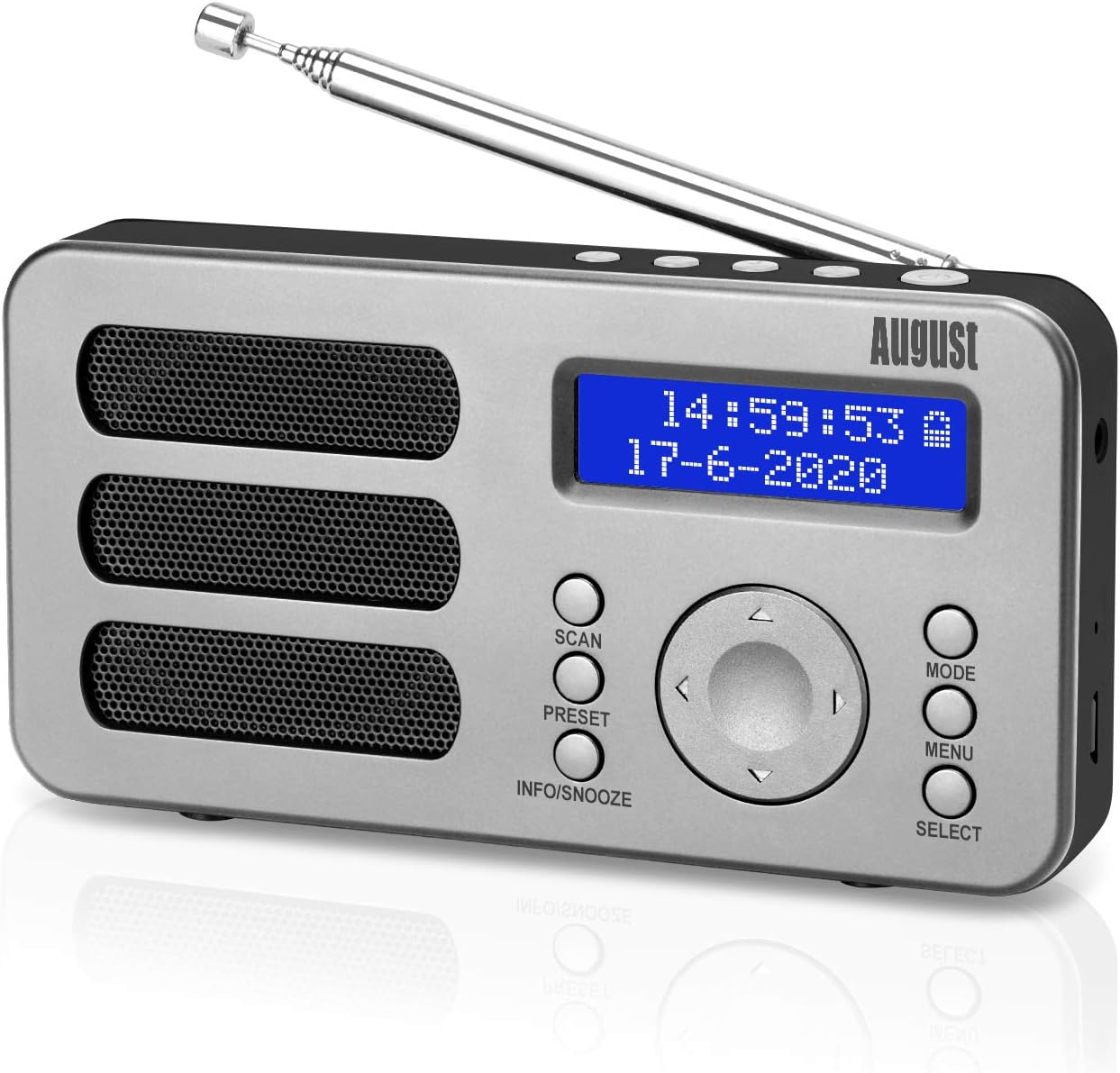 Portable Digital DAB Radio - August MB225 - DAB+/FM - RDS Function, 40 Presets, Stereo/Mono Portable Radio, Dual Alarm, Rechargeable Battery, Headphone Jack - Amazing Gadgets Outlet