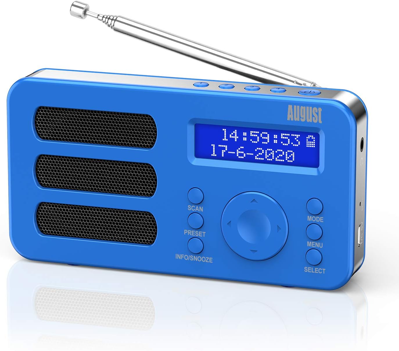 Portable Digital DAB Radio - August MB225 - DAB+/FM - RDS Function, 40 Presets, Stereo/Mono Portable Radio, Dual Alarm, Rechargeable Battery, Headphone Jack - Amazing Gadgets Outlet