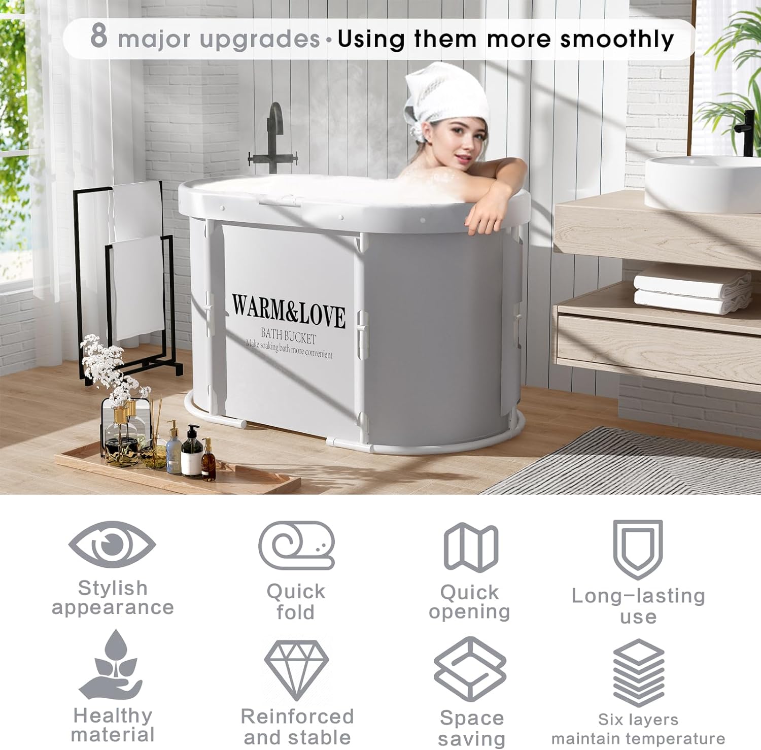 Portable Foldable Bathtub for Adults, Soaking Bathtub for Hot Bath and Ice Bath, Bathroom Freestanding Bathtubs for Shower (Grayish White, Ellipse - 95X56X55cm)   Import  Single ASIN  Import  Multiple ASIN ×Product customization General De - Amazing Gadgets Outlet