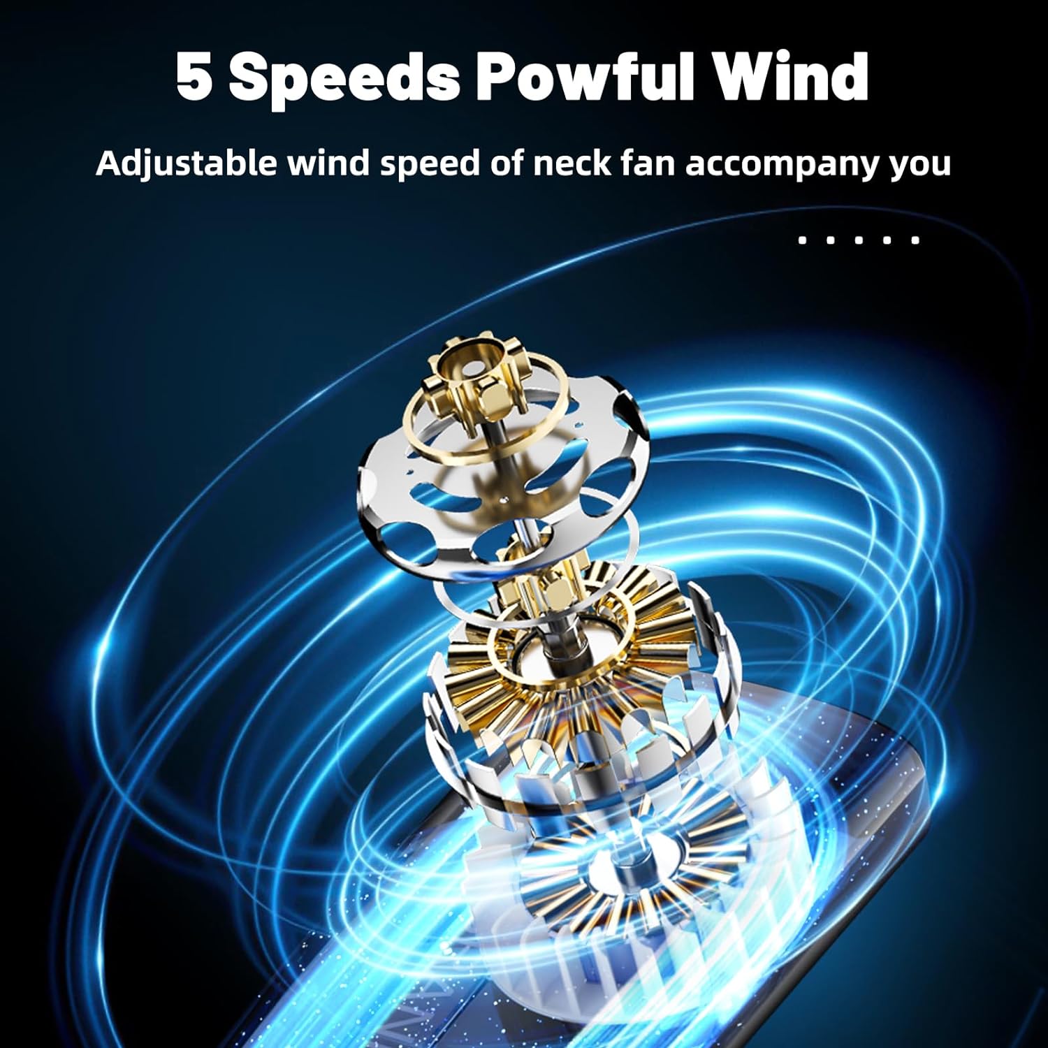 Portable Neck Fan Bladeless Personal Fan 3000mAh Battery Operated Wearable Small Fan,360° Cooling Airflow,5 Speed Neck Cooler Fans for Travel Camping Office Outdoor - Amazing Gadgets Outlet