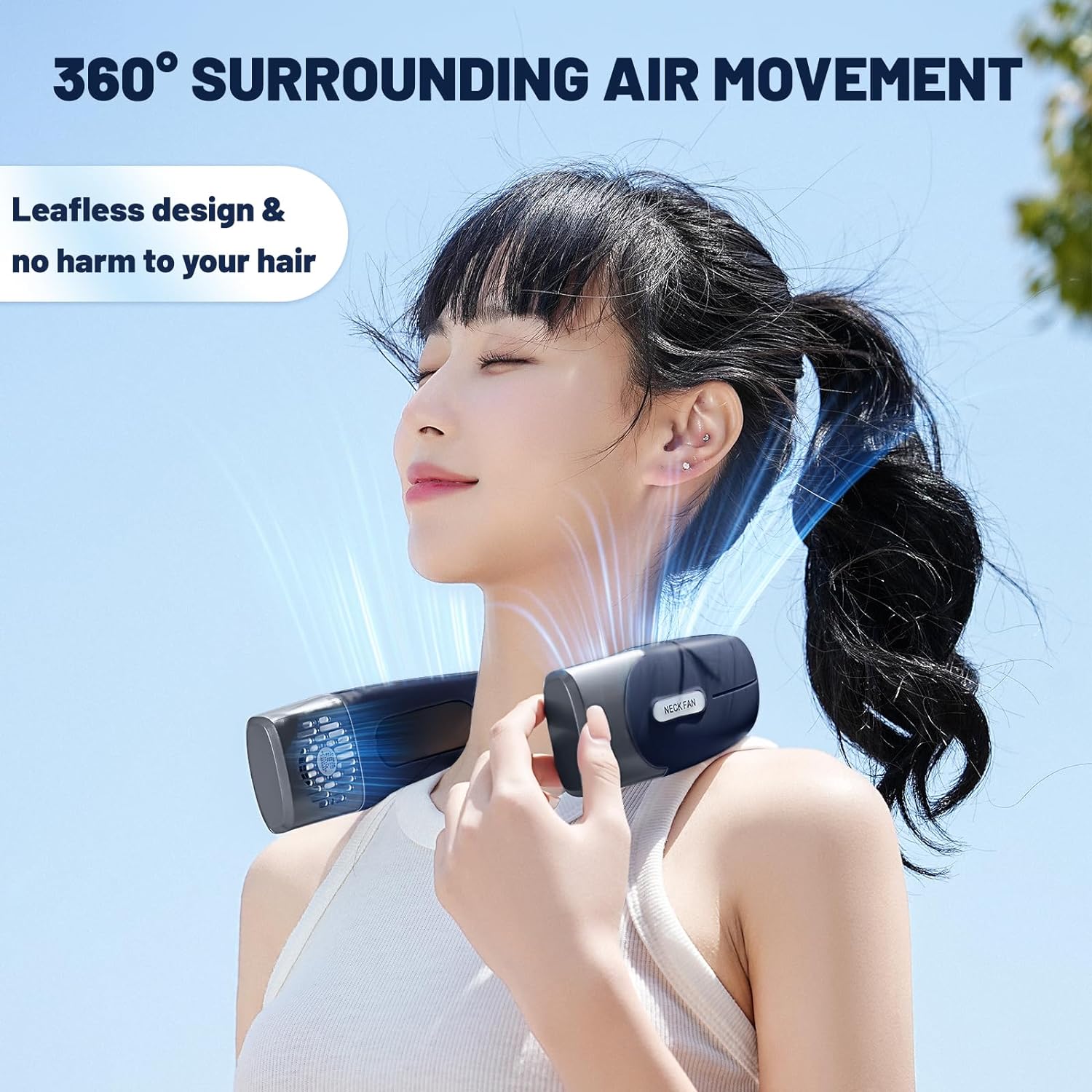 Portable Neck Fan Bladeless Personal Fan 3000mAh Battery Operated Wearable Small Fan,360° Cooling Airflow,5 Speed Neck Cooler Fans for Travel Camping Office Outdoor - Amazing Gadgets Outlet